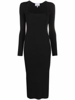 GANNI robe nervurée à coupe mi-longue - Noir
