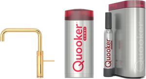 Quooker Fusion square met COMBI boiler en CUBE reservoir 5-in-1 kokend water kraan Goud
