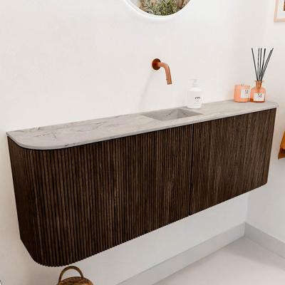 Toiletmeubel Mondiaz Joya Dlux | 123.2 cm | Meubelkleur Walnut | Faye wastafel Glace Wasbak Midden | Zonder kraangat(en)