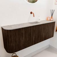 Toiletmeubel Mondiaz Joya Dlux | 123.2 cm | Meubelkleur Walnut | Faye wastafel Glace Wasbak Midden | Zonder kraangat(en)