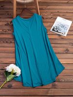 7 Colors/Plus Size  Summer Casual V-neck  Sleeveless T-Shirt Dress With Pockets