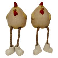 Kip met bungelbeentjes 6,5x7x7,8cm