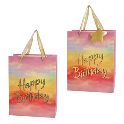 Cepewa verjaardag giftbags/cadeau tasjes - 6x - geel - papier - happy birthday - 17 x 23 x 9 cm