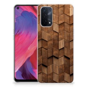 Bumper Hoesje voor OPPO A74 5G | A54 5G Wooden Cubes