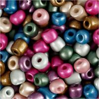 Creativ Company Rocailles, d 5 mm, afm 4/0, gatgrootte 1,2 mm, ca. 500 stuk, metallic kleuren, 130 gr/ 1 doos