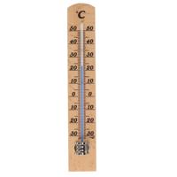 TFA Binnen Thermometer - analoog - berkenhout - naturel - 21 x 4 cm - binnen