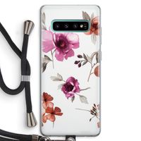 Geschilderde bloemen: Samsung Galaxy S10 Plus Transparant Hoesje met koord