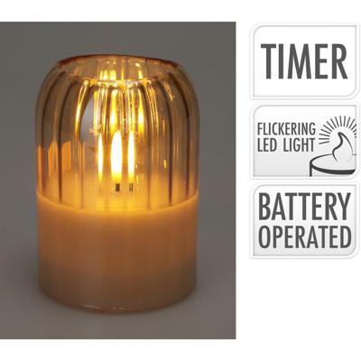 Led kaars in glas amber 10cm