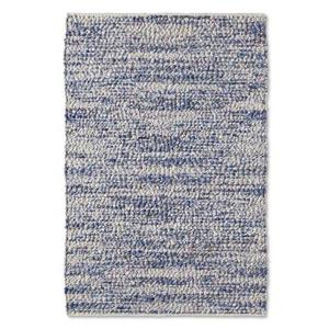 Tapeso Wollen vloerkleed - Ursule blauw|crème - 70x130 cm