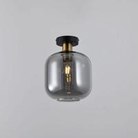 Plafondlamp Xirena vetro fumé - E27-fitting - Bol van rookglas - Metalen plafondplaat - IP20 voor binnen