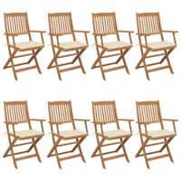 Tuinstoelen 8 st inklapbaar met kussens massief acaciahout