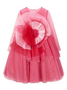 MARCHESA KIDS COUTURE robe longue à appliques fleurs - Rose