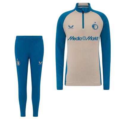 Castore Feyenoord Pre-Match Trainingspak 1/4-Zip 2025-2026 Kids Donkerblauw Grijs