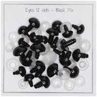 Go Handmade Veiligheidsogen Zwart Assortiment 12 paar 8mm t/m 14mm