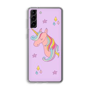 Roze eenhoorn: Samsung Galaxy S21 Plus Transparant Hoesje