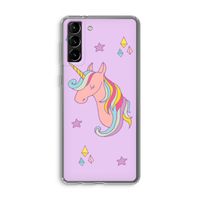 Roze eenhoorn: Samsung Galaxy S21 Plus Transparant Hoesje