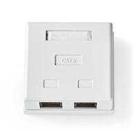 Nedis Netwerk Wanddoos | Opbouw | 2 poort(en) | UTP CAT6 | Recht | Female | Goud Verguld | PVC | Wit | Doos - CCGB89110WT