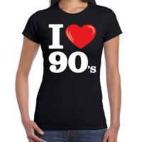 I love 90's thema t-shirt - zwart - voor dames - Nineties verkleedkleding - korte mouwen