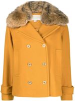 Michael Michael Kors fur-collar wool-blend peacoat - Jaune