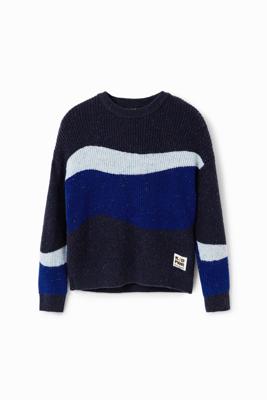 Jacquard trui met golven - BLUE - XL