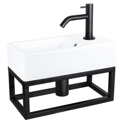 Differnz Force fonteinset keramiek - kraan gebogen - met handdoekrek - 40 x 22 x 11.5 cm - mat zwart