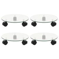 Plantenrollers 4 st rond 28 cm gehard glas