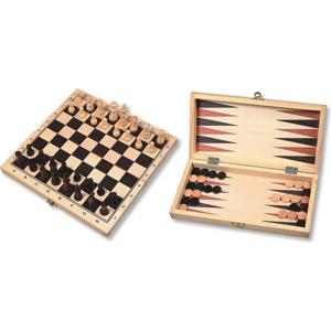 Houten Schaak-Backgammon Klapcassette