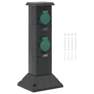 VidaXL Tuinstopcontact kolom 4-wegs 16x16x39,5 cm zwart en groen