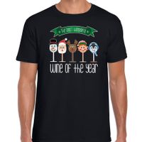 Fout kersttrui t-shirt voor heren - Kerst wijn glazen - zwart - drank/wine