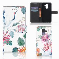 Samsung Galaxy A6 Plus 2018 Telefoonhoesje met Pasjes Bird Flowers - thumbnail
