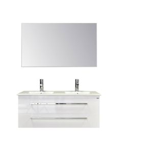 Badkamermeubelset Sanicare Q1 2 Soft Close Lades Met Spiegel Belluno Eiken 121x46 cm