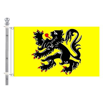Vlag van Vlaanderen met vlaggenstok set - multi - 90 x 150 cm - feest
