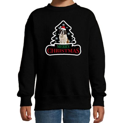 Dieren kersttrui sint bernard - zwart - kinderen - Foute honden kerstsweater