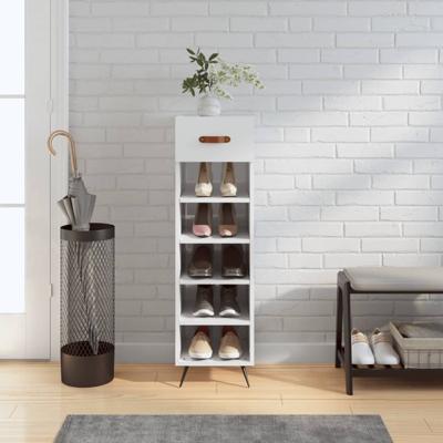 Schoenenkast 30x35x105 cm bewerkt hout hoogglans wit