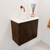 Toiletmeubel Mondiaz Joya | 51.6 cm | Meubelkleur Walnut | Faye wastafel Talc Links | Zonder kraangat(en) Toiletmeubel Mondiaz Joya | 51.6 cm | Meubelkleur Walnut | Faye wastafel Talc Links | Zonder kraangat(en)