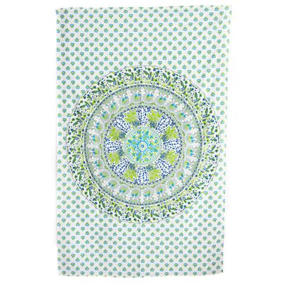 Authentiek Wandkleed Katoen met Dierenrijk Mandala (215 x 135 cm)