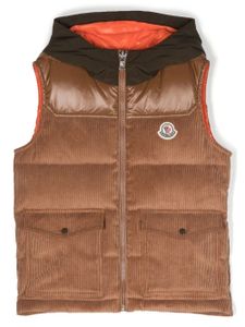 Moncler Enfant gilet matelassé à logo - Marron