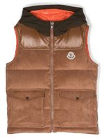 Moncler Enfant gilet matelassé à logo - Marron - thumbnail