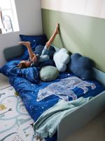 Dekbedhoesversiering met glow-in-the-dark details + kussensloop kinderen IJSBEER donkerblauw