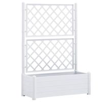 The Living Store Tuinbak met Trellis - 100x43x142cm - Wit - PP (polypropyleen) - 90L