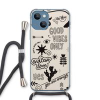 Good vibes: iPhone 13 Transparant Hoesje met koord