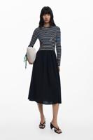 Gestreepte jurk gecombineerd - BLACK - XS