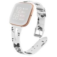 Fitbit Versa 1 / 2 & Lite bandje TPU leer - Bloemenprint wit