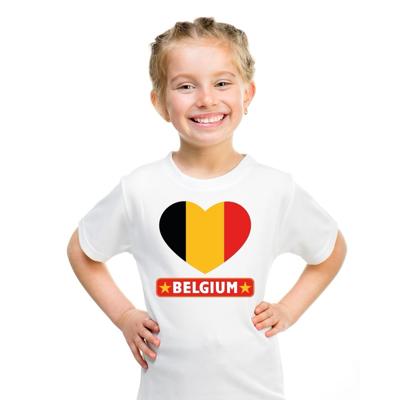 Belgie Supporters t-shirt - kinderen - hartjes vlag - wit - korte mouwen - sport - kleding Belgie Supporters t-shirt - kinderen - hartjes vlag - wit - korte mouwen - sport - kleding