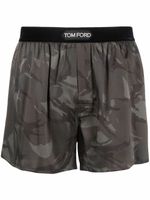 TOM FORD boxer en soie mélangée à motif camouflage - Vert