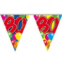 Leeftijd vlaggenlijn 80 jaar - 10 meter - plastic - 80e verjaardag slinger - vlaggetjes