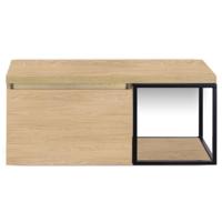 Frozen Badmeubelset 100 cm - Greeplijst in Kleur - Zwart Frame - Wastafelbovenblad Casella Oak