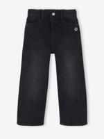 Wijde meisjesjeans zwart denim