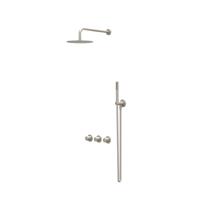 IVY Bond Regendoucheset - inbouw - symmetry - 2 stopkranen - 40cm wandarm - 20cm slim hoofddouche - glijstang met uitlaat - 150cm doucheslang - staafmodel handdouche - Geborsteld nickel PVD CSB4GNAAAB