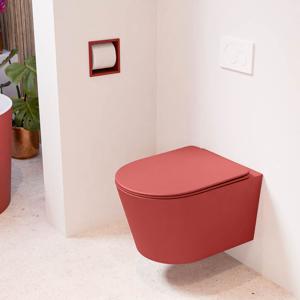 Wandcloset Mondiaz Lavie | Zonder spoelrand | Incl.Toiletzitting-Fire | Keramiek | Fire (rood)